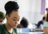 Extensive reading and exam classes student in classroom
