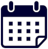 Icon of a calendar with a folded corner and grid layout representing the days of the month.
