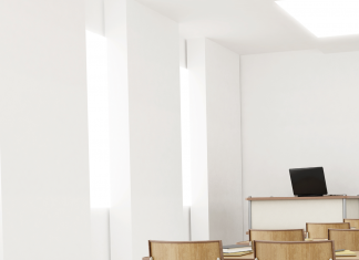 It works in practice – Writing whispers Empty classroom chairs and tables