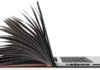 Review: Activities for Social-Emotional Learning A laptop with an open book positioned beside it, with the pages fanned out, both objects appearing to form the shape of a single device.