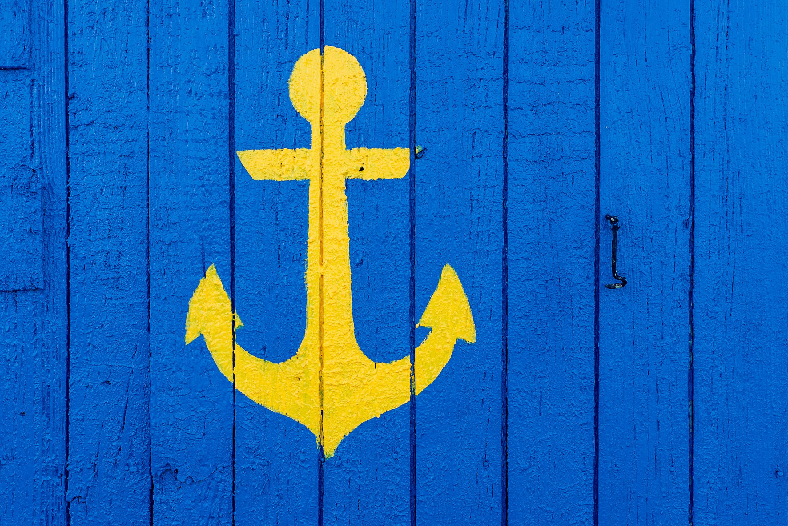anchor painted on wooden door