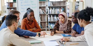 The five ‘C’s of critical trauma-informed ESOL diverse range of students sat at desk