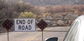 The end of the road end of road sign