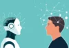 AI as a teaching assistant not a replacement graphic of robot and human