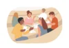 What classroom activities really ask learners to do illustration of six students chatting
