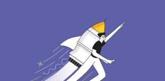 How can I motivate my students? illustration of man soaring with rocket on back