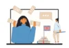 From daangger/΄dæŋɡər/to danger/΄deɪndʒə(r) Illustration of a person on a video call with phonetic symbols floating around, a pile of books, and a Union Jack flag symbolizing English language learning.