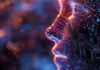 Possible uses of AI in language classrooms Side profile of a human face made of digital circuitry and glowing lights, symbolising artificial intelligence and technology in a futuristic setting.