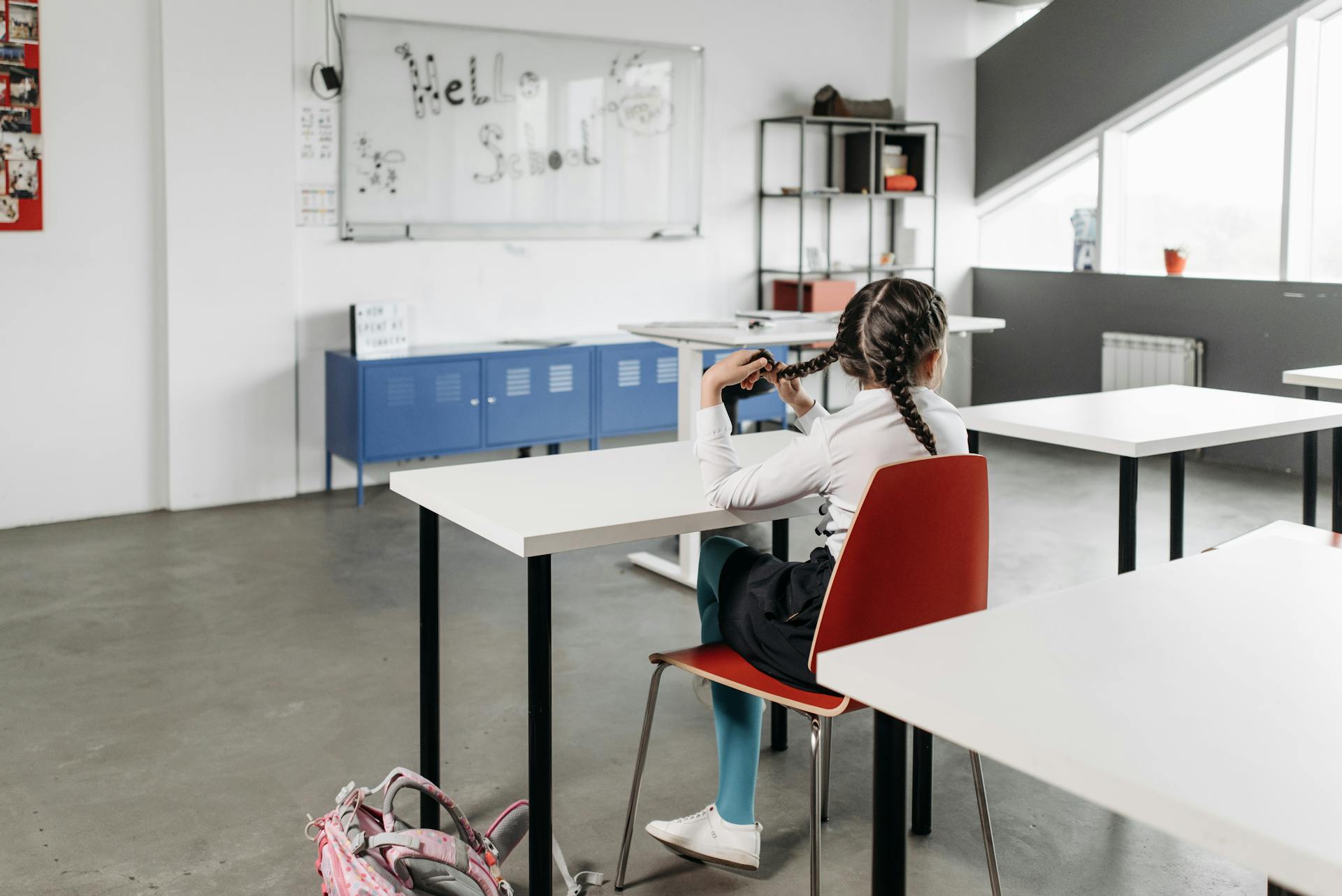 child alone in classroom