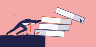 A farewell to coursebooks pushing books over edge of table